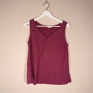 Kleen Women's  V-Neck Sleeveless Linen Top  - Burgundy M